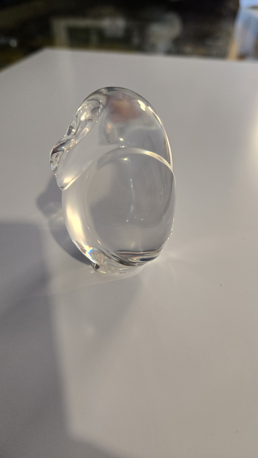 Signed Steuben Owl Paperweight – Vintage Crystal Figurine, 2.5” – MCM Style