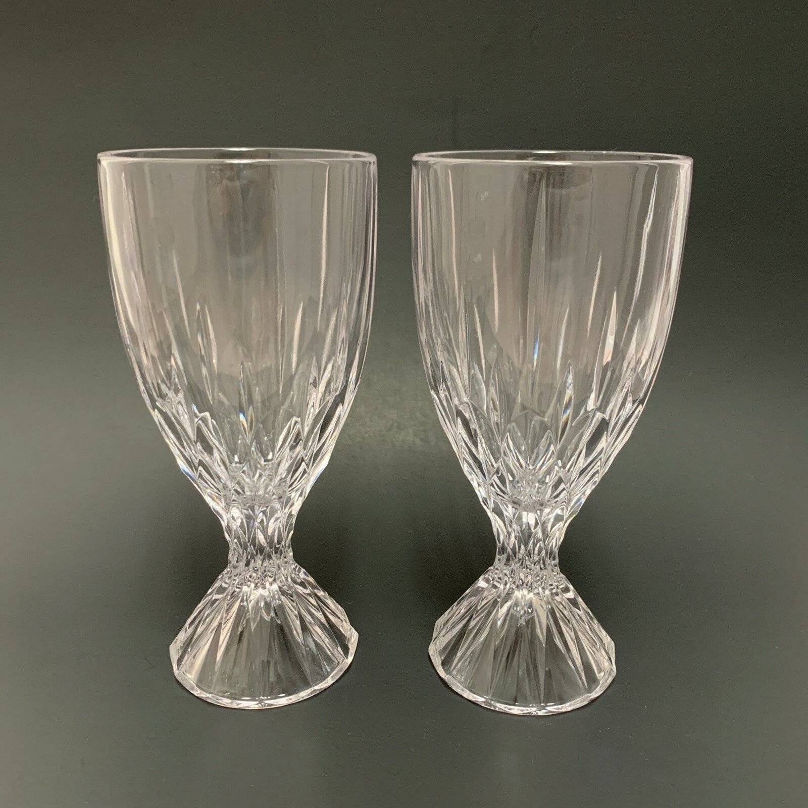 Mikasa Horizon Cut Over 24% Lead Crystal Wine Water Goblet Glasses Lot of 2