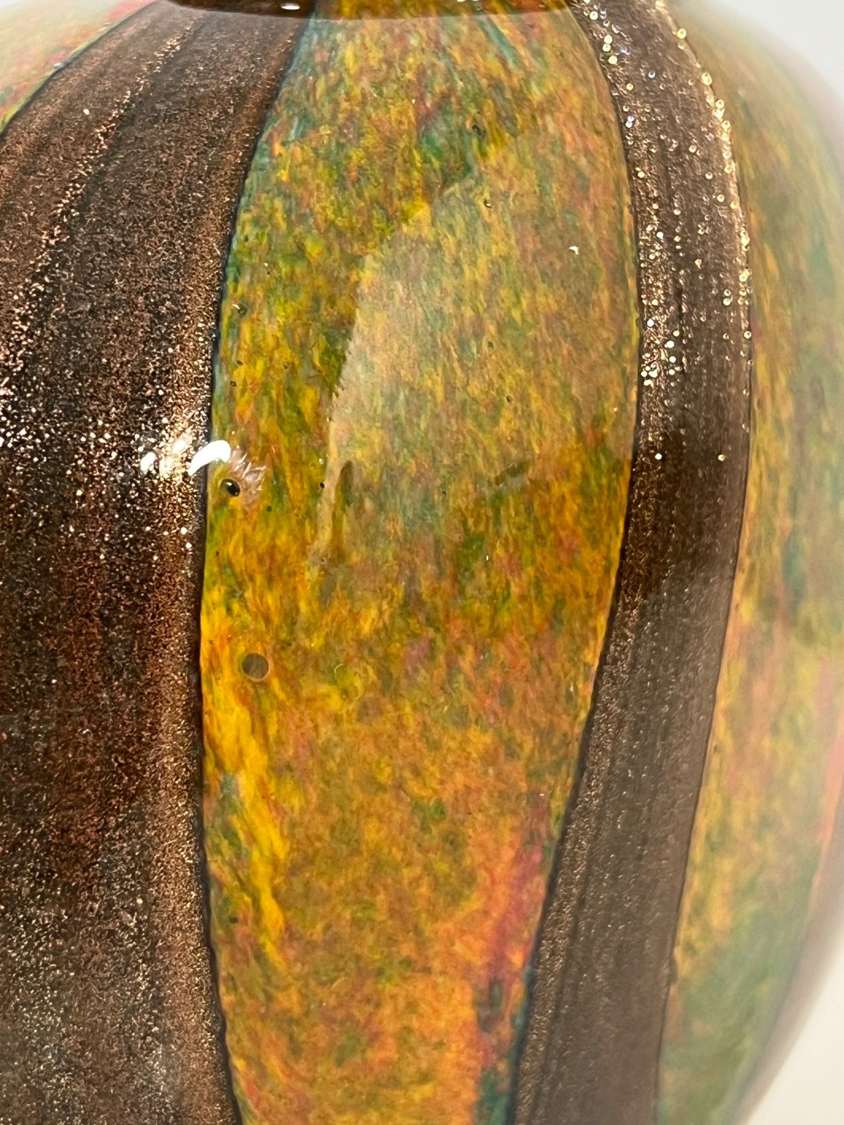 Dale Tiffany Hand Blown Brown Orange Gold Green Vase Perfume Bottle No Stopper
