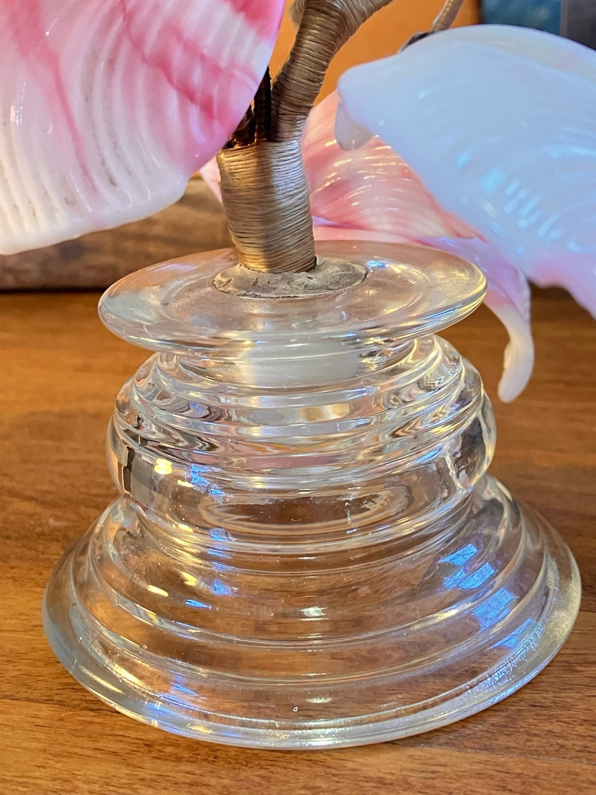 Lot 2 VTG Hand Blown Art Glass Slag Flowers Italian Venetian Murano Bouquet Wire