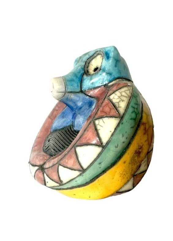 Fenix Raku Pottery Baboon Figurine Hand Made South Africa Collectible Art