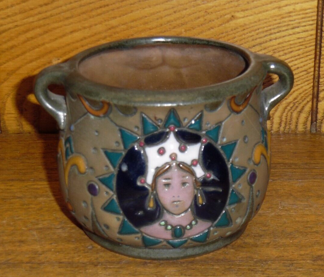 Austria Enameled Art Pottery Small Planter / Pot / Cachepot 11915 – 3 3/8″
