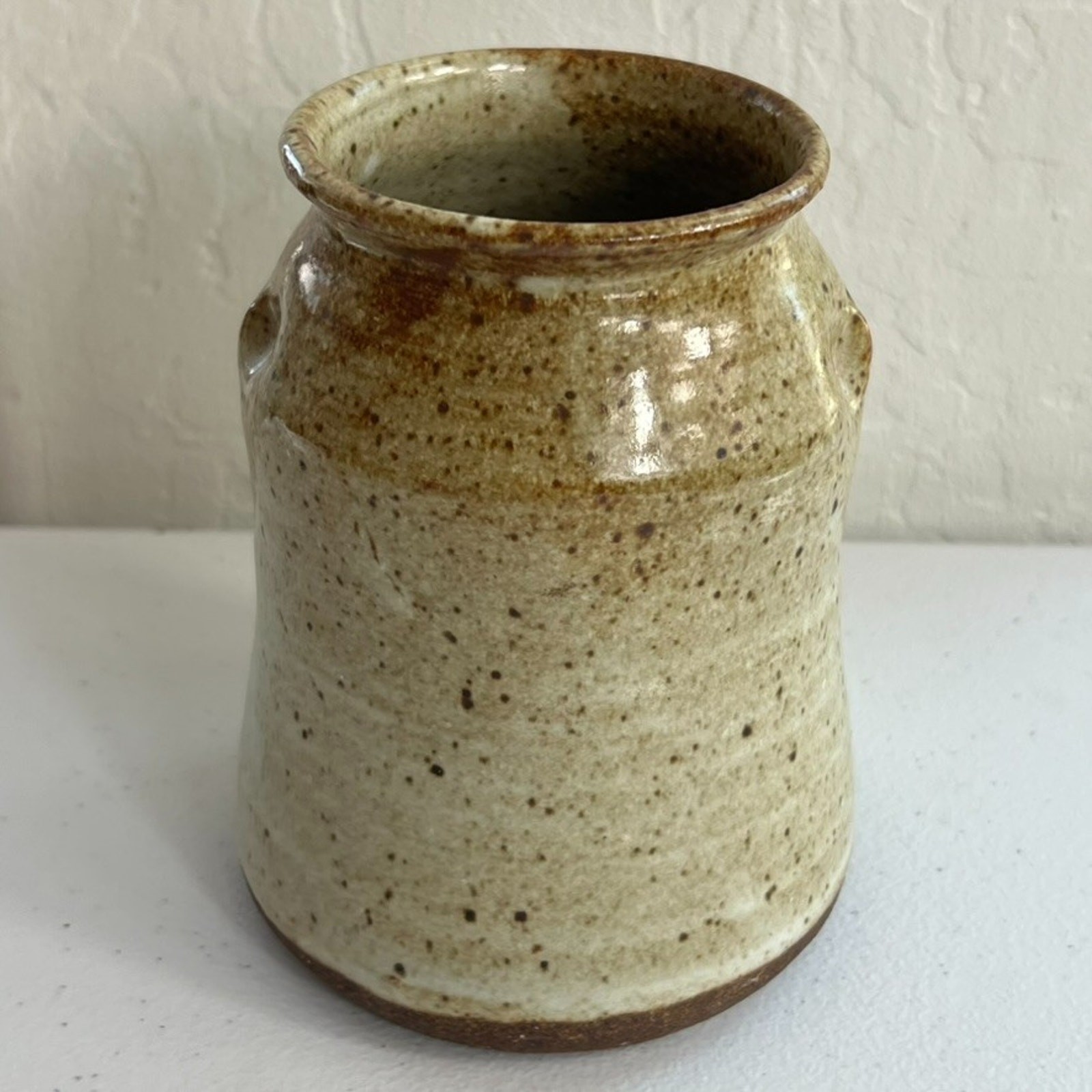Studio Art Pottery Vase Speckled Glazed Brown Hand Thrown 5″