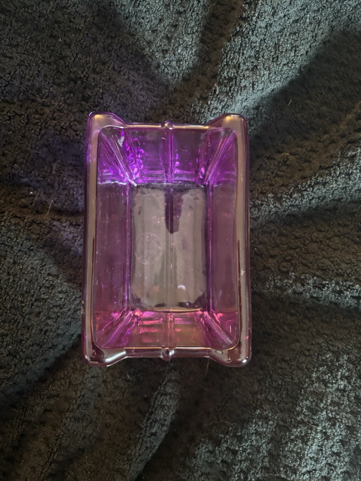 Vintage Pink Amethyst Glass Brick Rectangular Vase MCM 5x5x3”