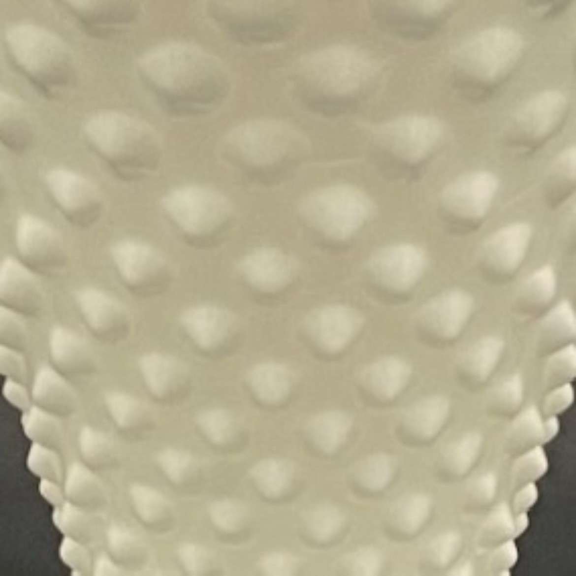 Fenton White Milk Glass Ruffled Crimped Hobnail Trumpet Vase c1970s USA 7.75″t