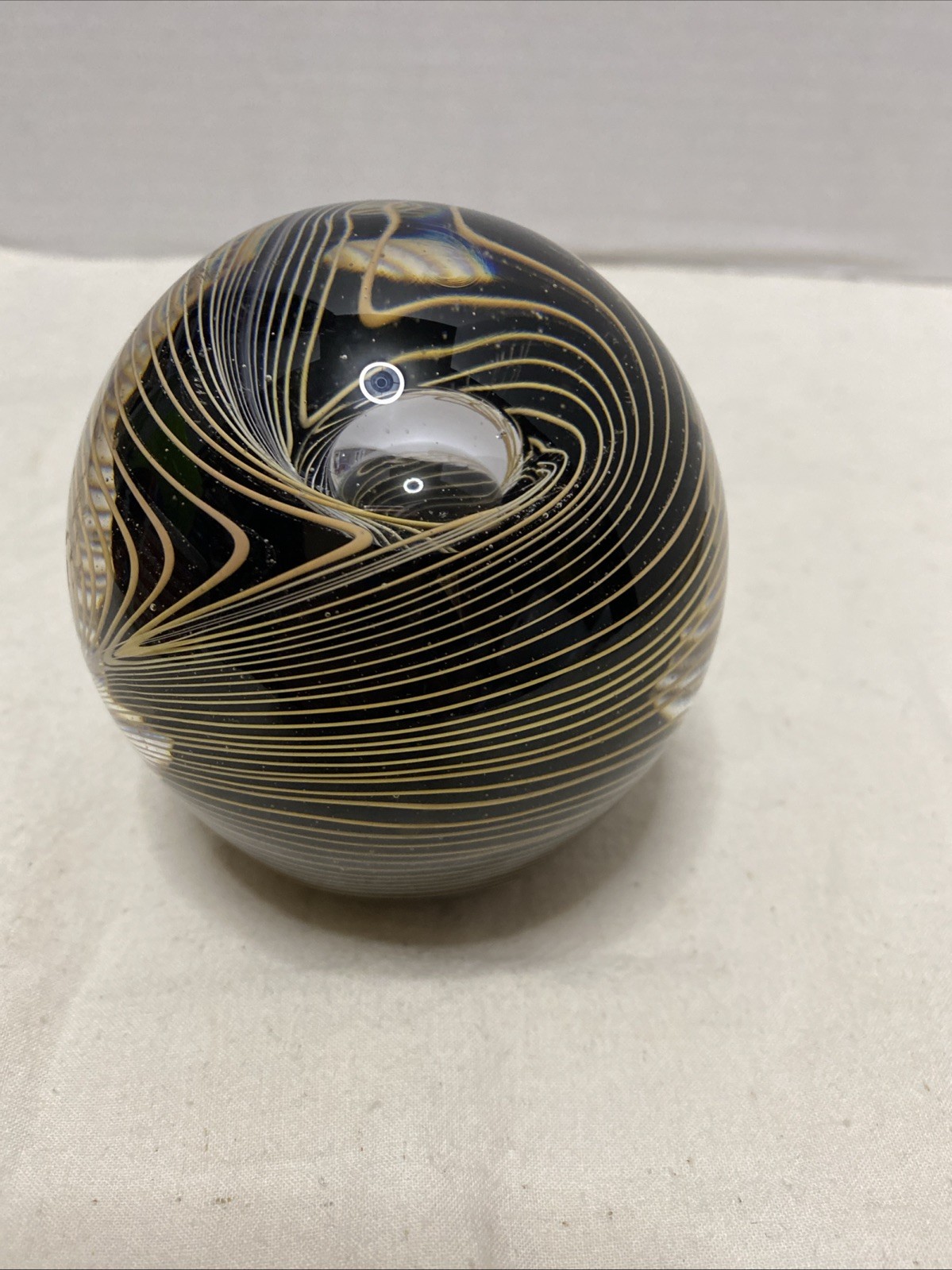 Paperweight Vintage Toledo Museum Of Art Brown And White Color Swirl Spiral
