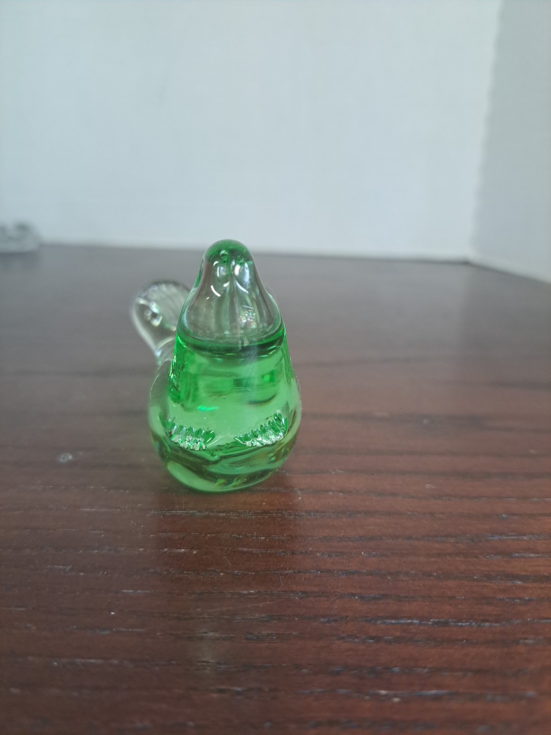 Vintage Handblown Green Glass Seal Paperweight