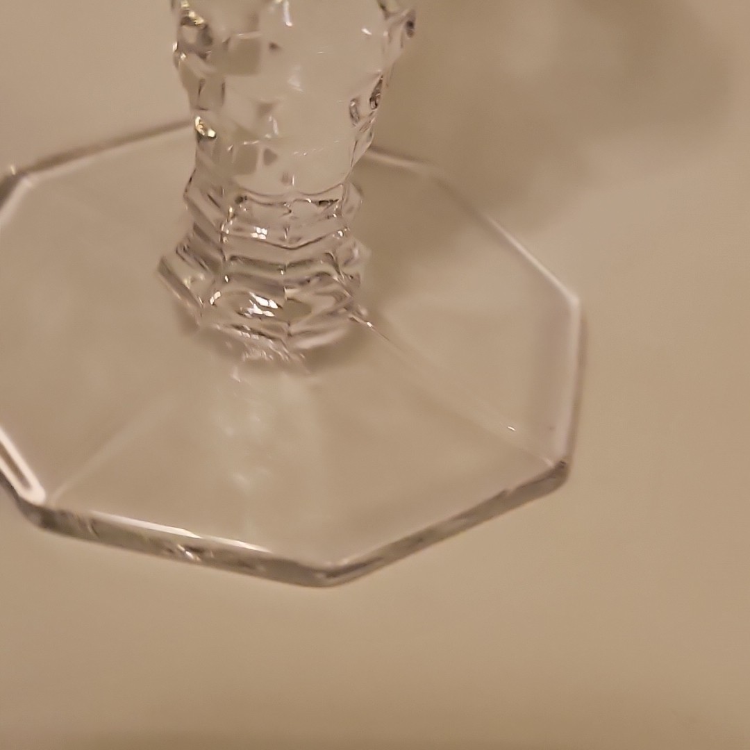 Fostoria Early American Clear Cube Crystal Candlestick Candle Holder 6.5″ Cubist
