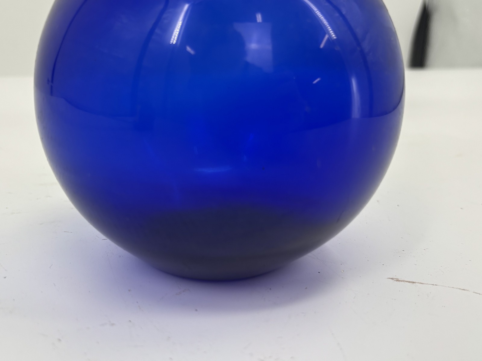 Blenko Cobalt Blue 8” Bowl Vase Ornament Art Glass Globe Round Ball Sphere