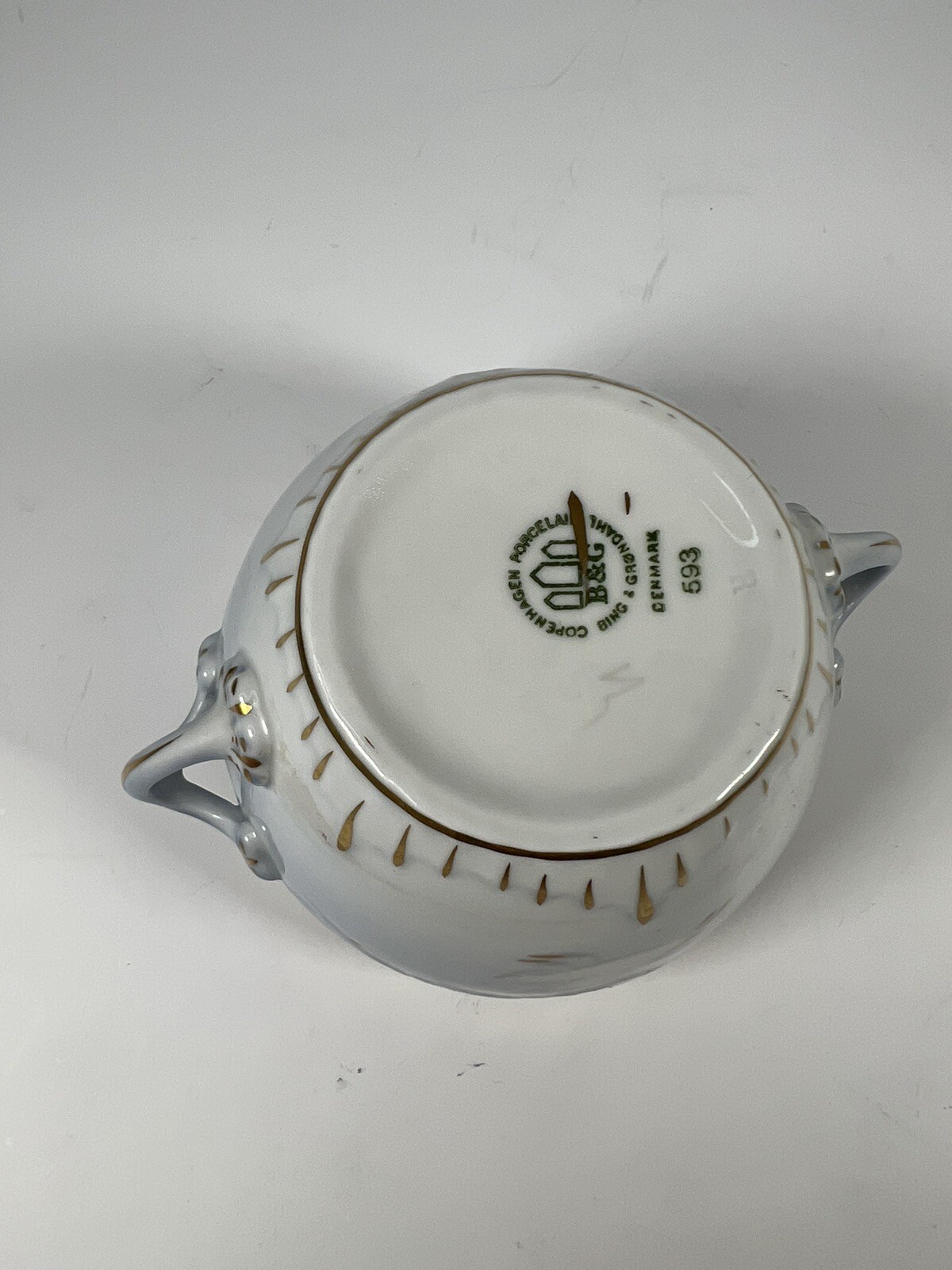 Sugar Bowl Porcelain & Gold Cert Seagulls Royal Copenhage MISSING COVER