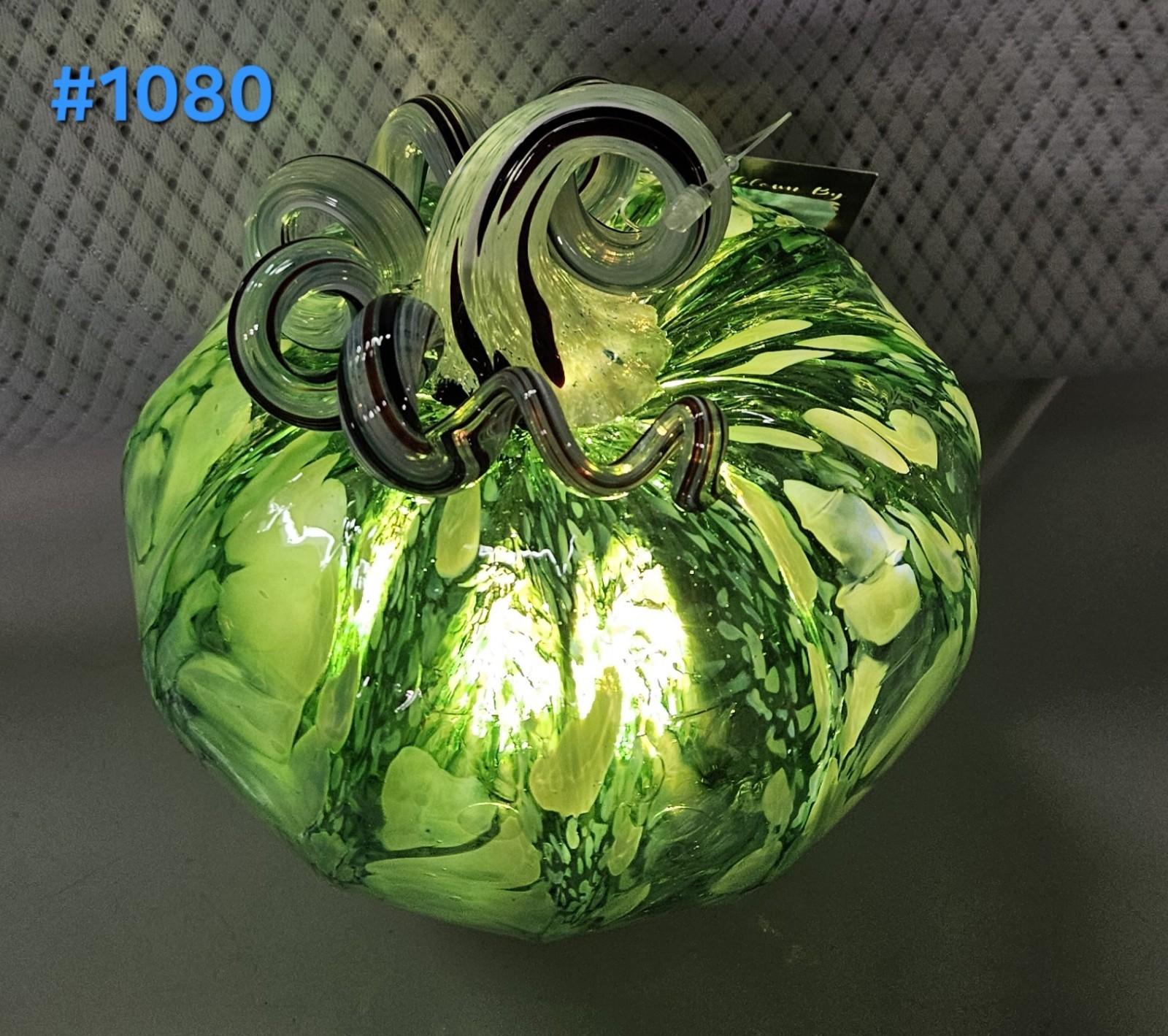 Luke Adams Glassblowing Studio Holiday Glass Pumpkin #1080, Squat Size