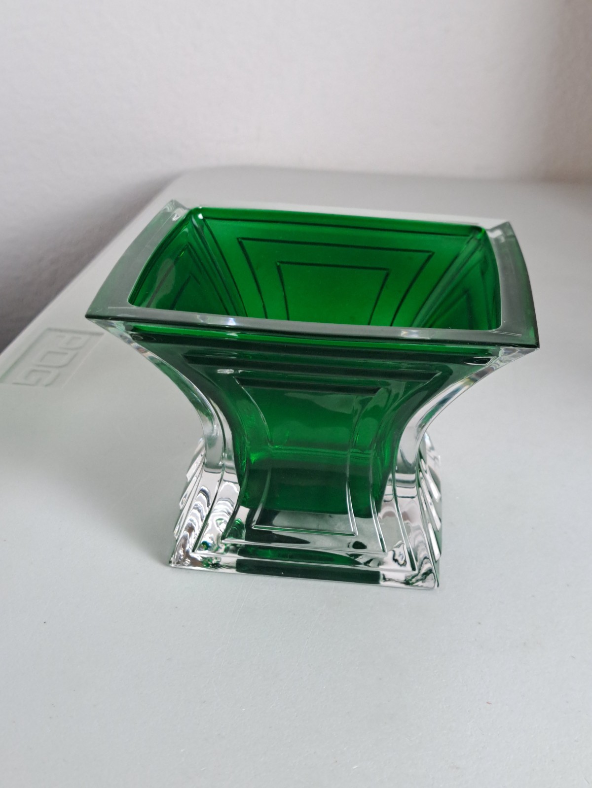 MIKASA VT133 610 “City Lights” Green Crystal Square Votive Candle Holder