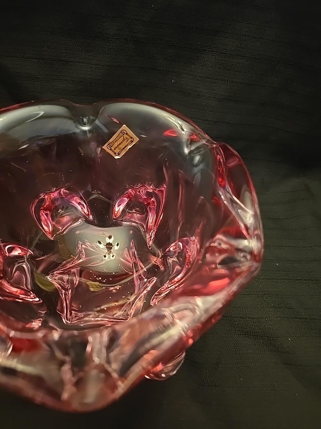 EGERMANN BOHEMIA CZECH REPUBLIC PINK BOWL CANDY DISH