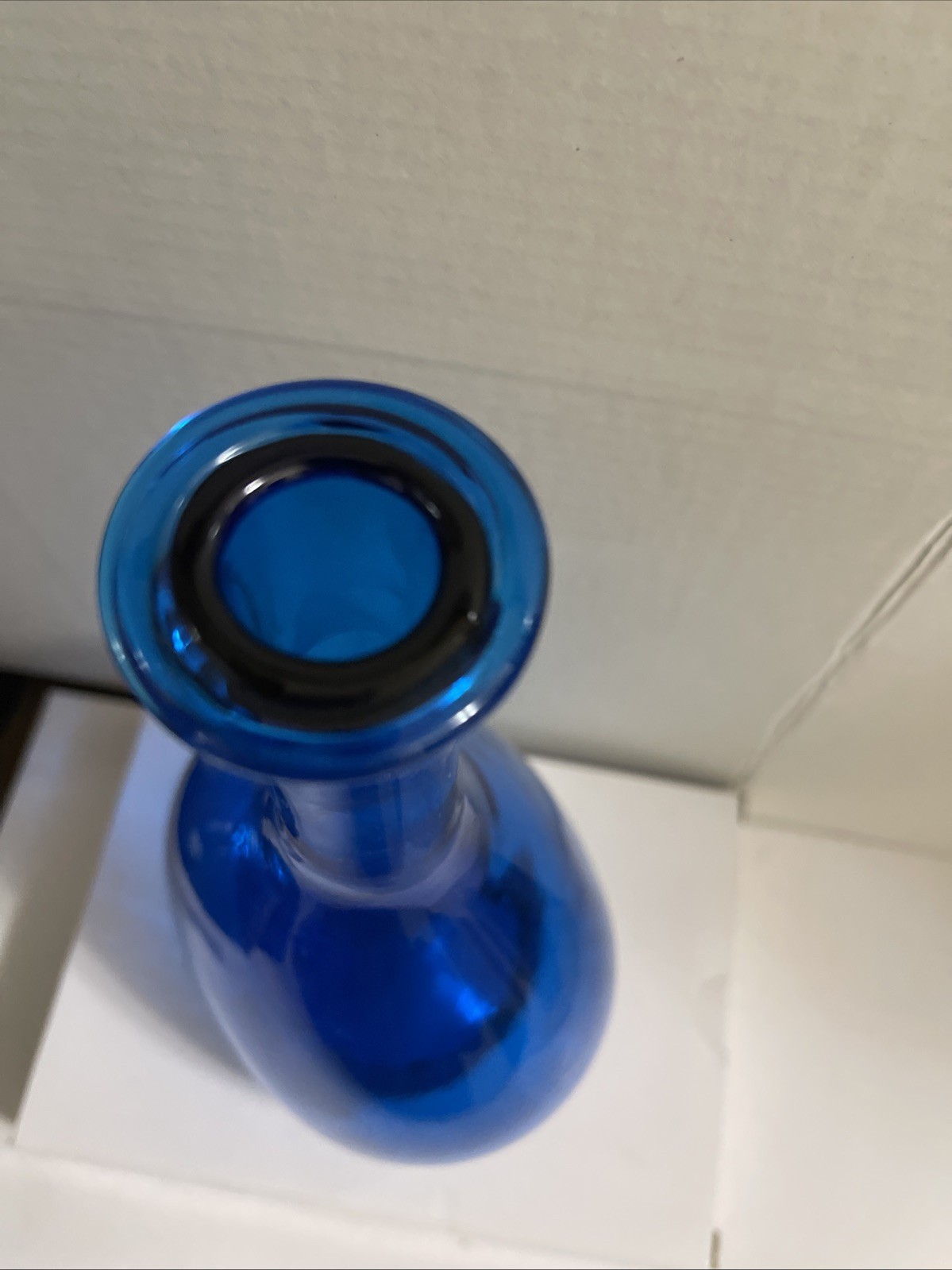Blenko Williamsburg Restoration Sapphire Blue Glass Vase Wine Bottle