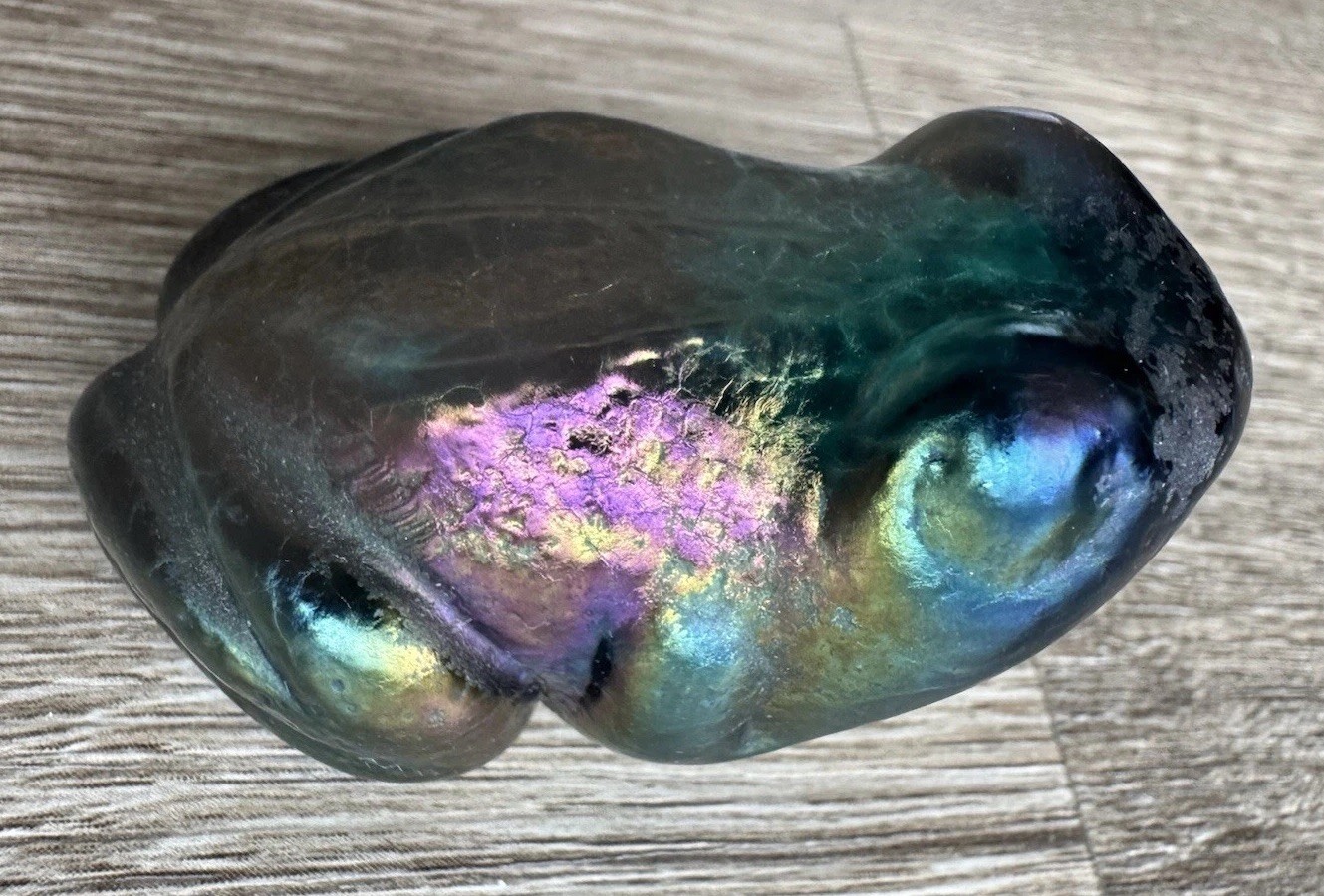 Robert Held Art Glass Iridescent Purple Blue Frog Paperweight Signed RHAG Canada