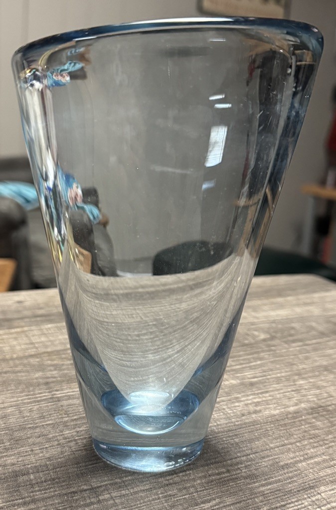 Holmegaard Per Lütken Art Glass Vase 1961 Signed Danish Mid Century Blue