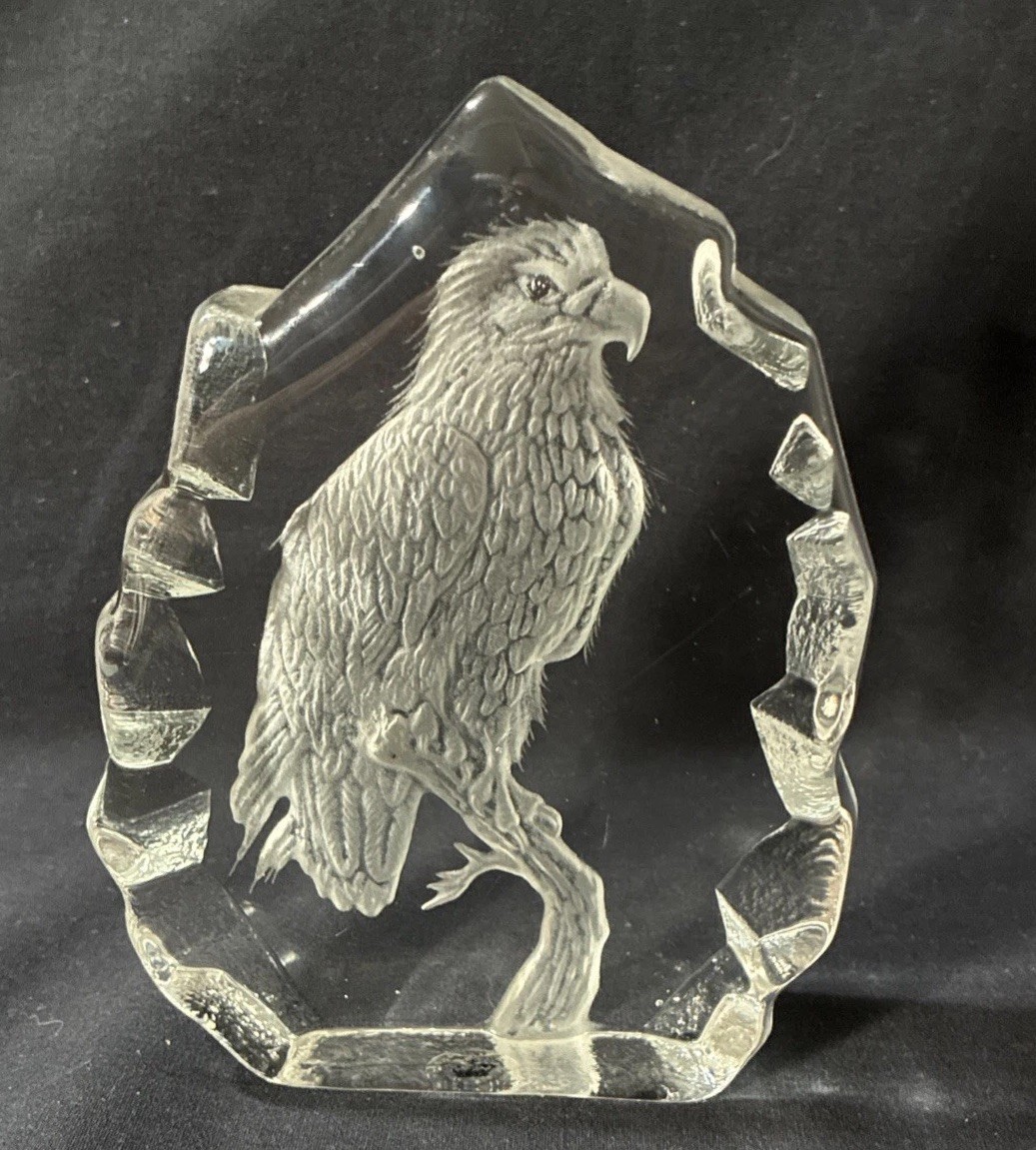 Vintage Royal Crown Collection Lead Crystal Eagle Sculpture Handmade in Romania