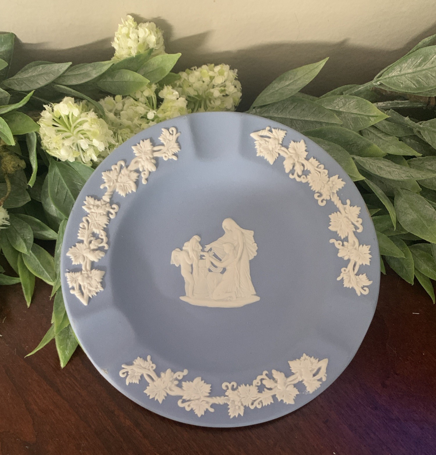 Wedgewood~Jasperware~Ashtray~3 Slots~Blue~Vintage~Original Box~No Chips~Unused