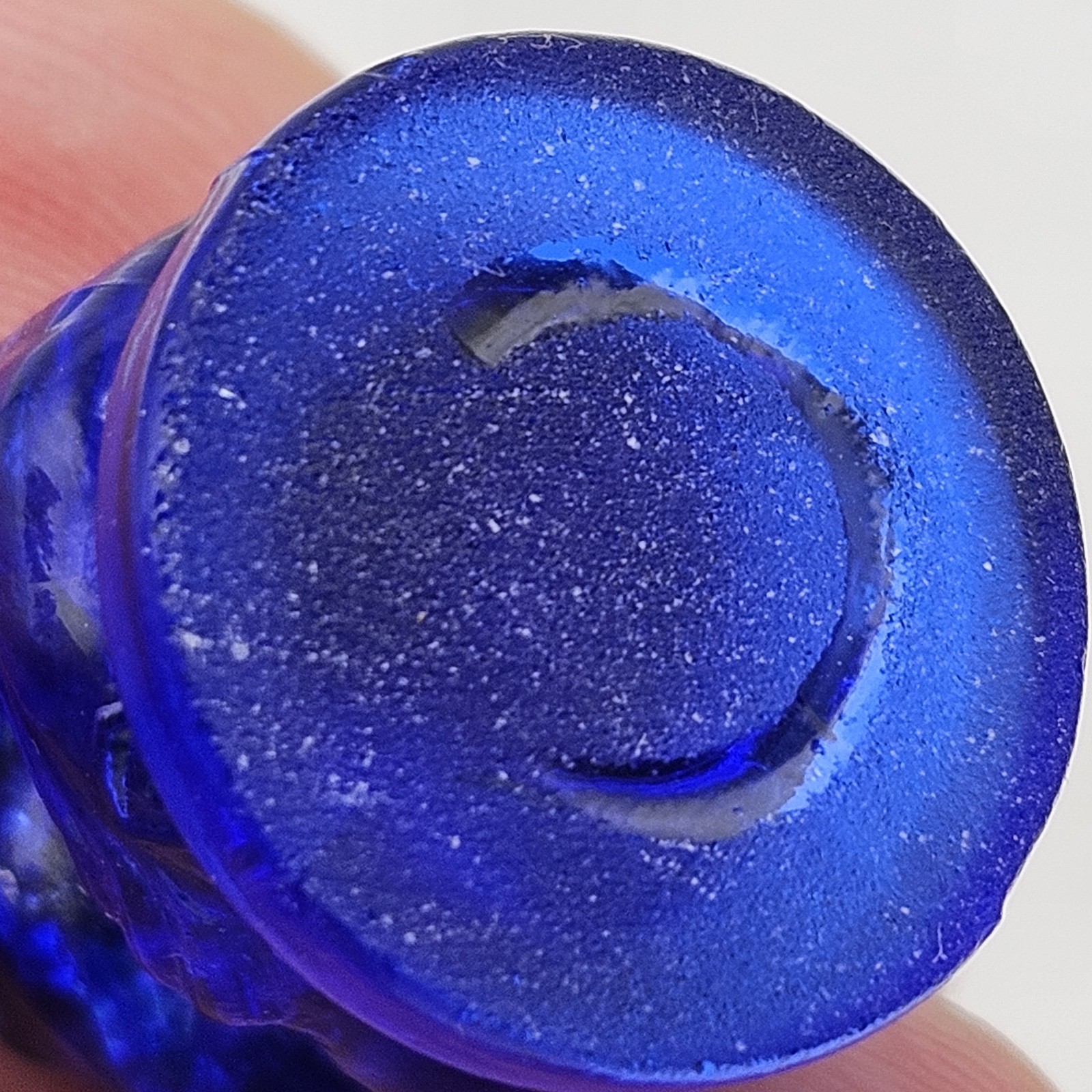 Boyds Glass ~ Debbie Duck Duckling ~ Cobalt Blue ~ Chip On Beak
