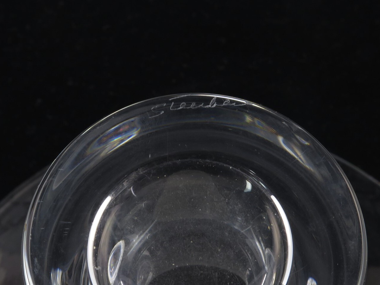 1962 Vintage Signed Lloyd Atkins Lyre Crystal Vase by Steuben 5-1/8″ x 7-3/4″ T