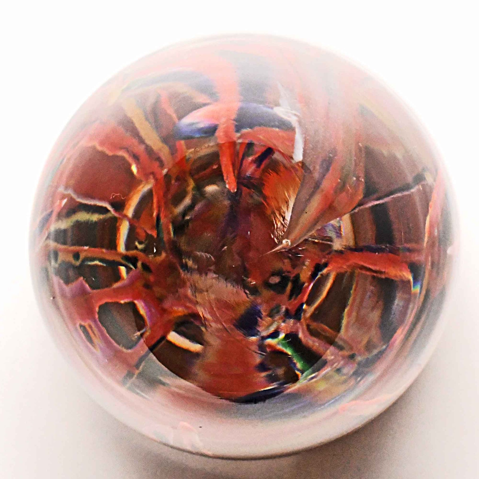 Tall Strathearn Red/Orange/Black “Devil’s Fire” Paperweight
