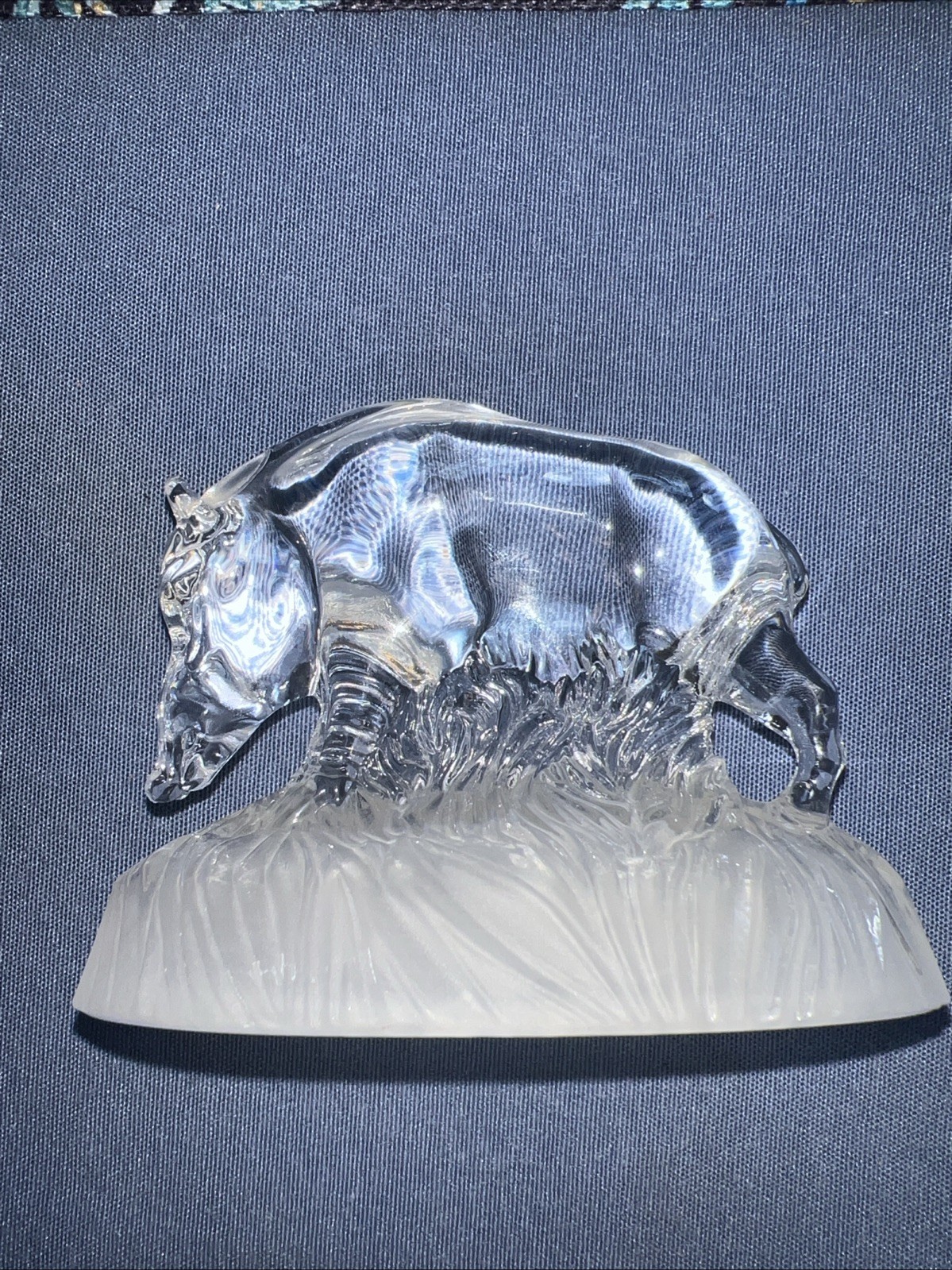 Cristal d’Arques Boar Razorback Pig Clear Figurine 4 3/4 “x2.75” France