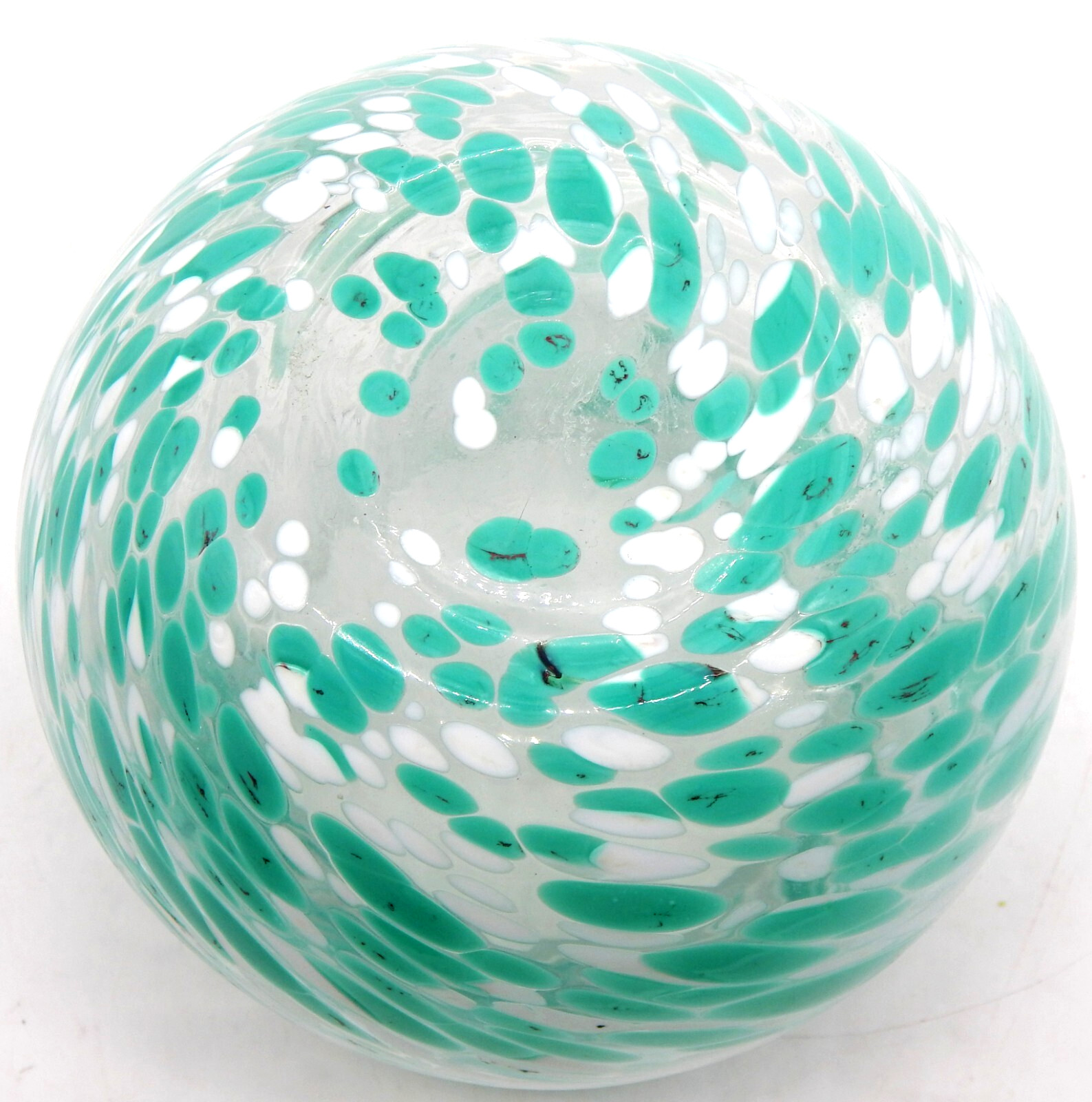 Vintage Hand Blown Art Glass Bowl Vase Multicolor Textured Swirl Heavy 6×6 Decor