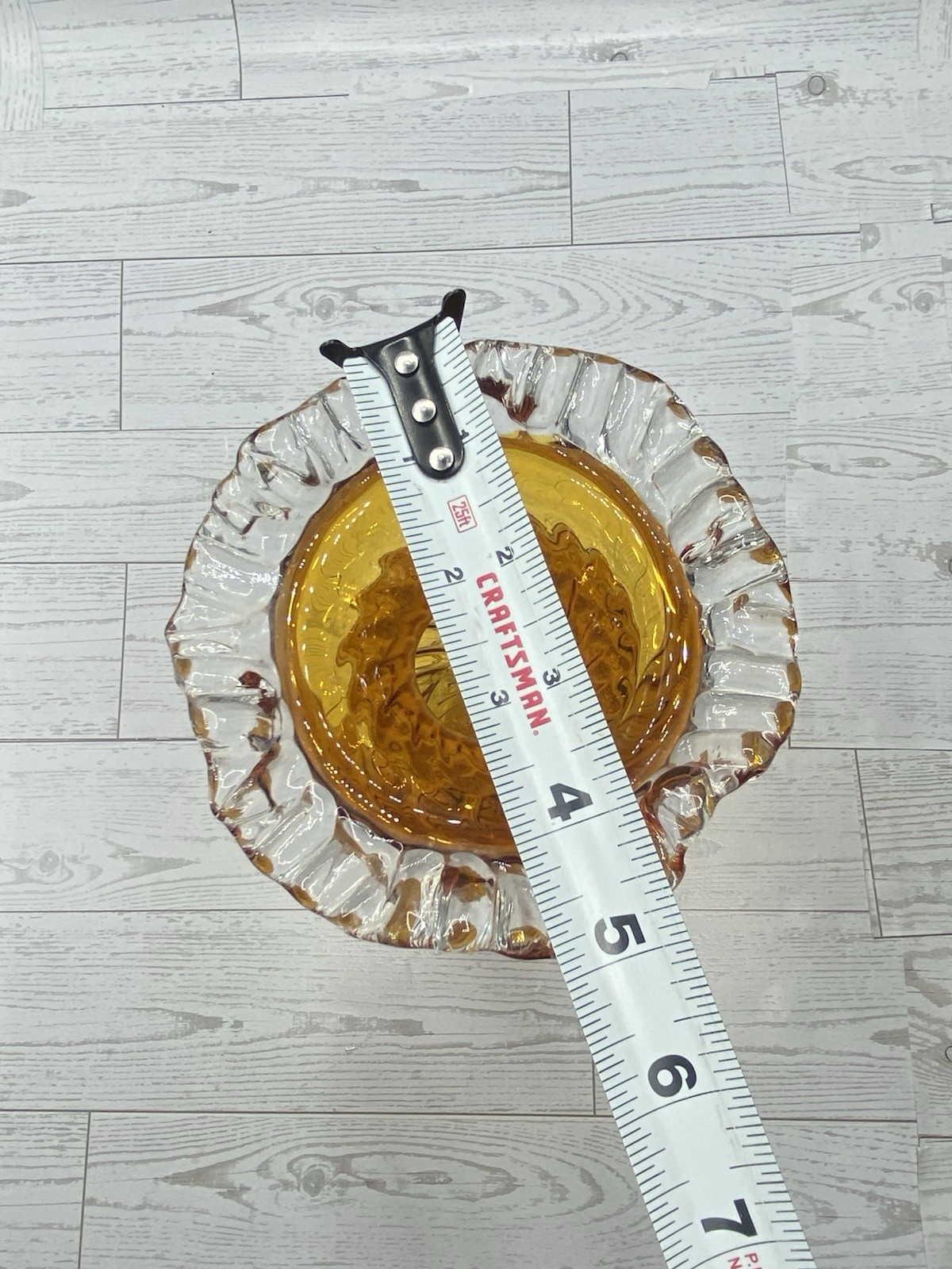 Chalet Heritage LXXI Bullicante Amber Glass Swirl 8” Vase Ruffled Rim HTF