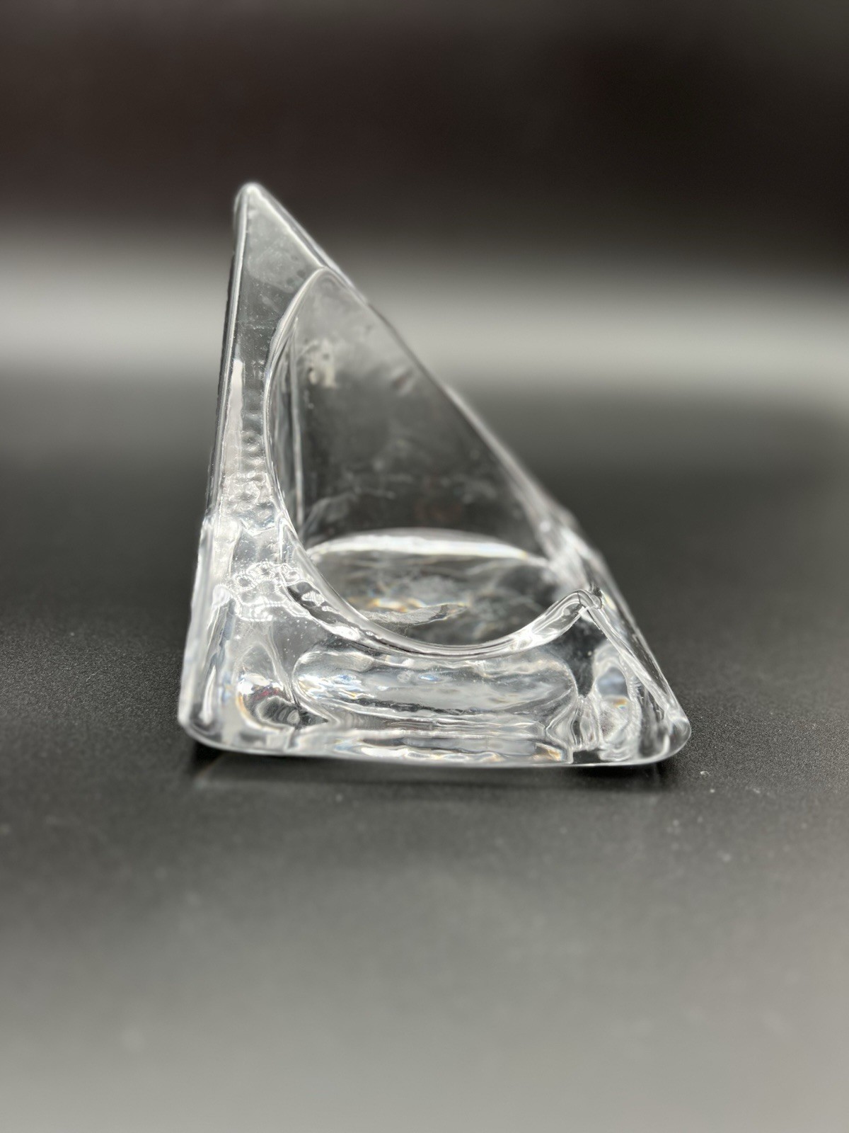 MCM Nybro Crystal Pyramid Shaped Candle Holder From Sweden, Tord Kjellstrom