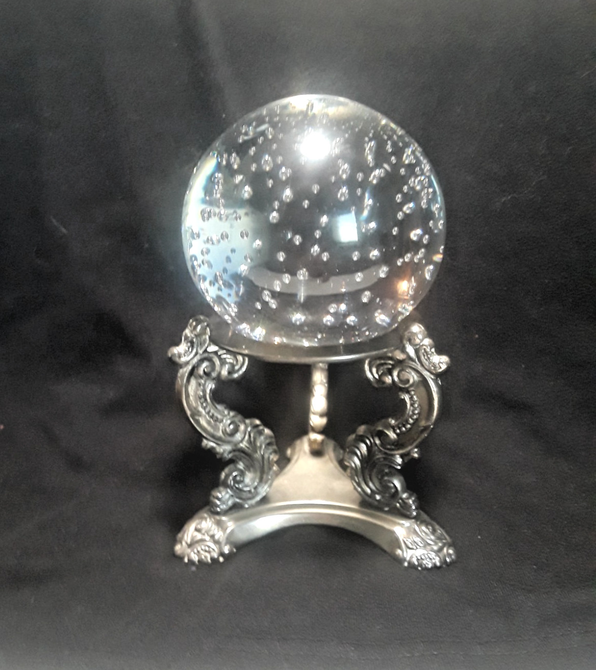 Cristalleria Toscana Bullicante Art Glass Paperweight on GODINGER Silver Stand