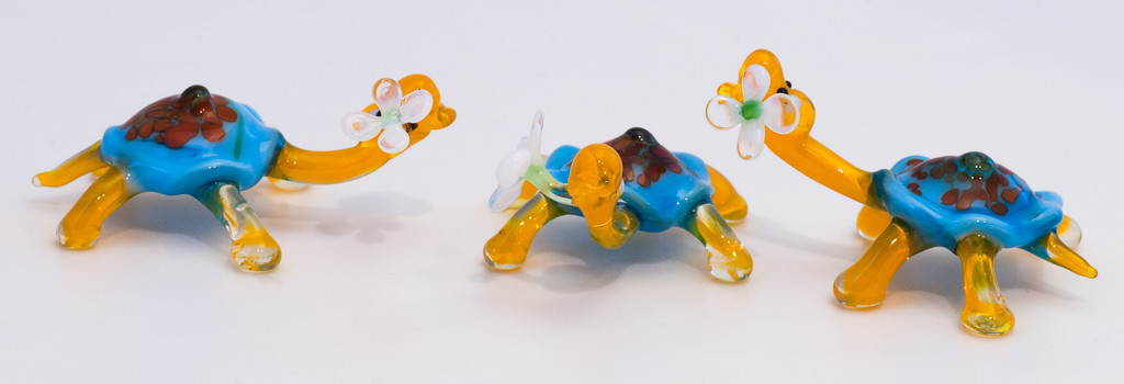 Glass Tortoise Turtle with flowers figurine “murano” handmade in Ukraine