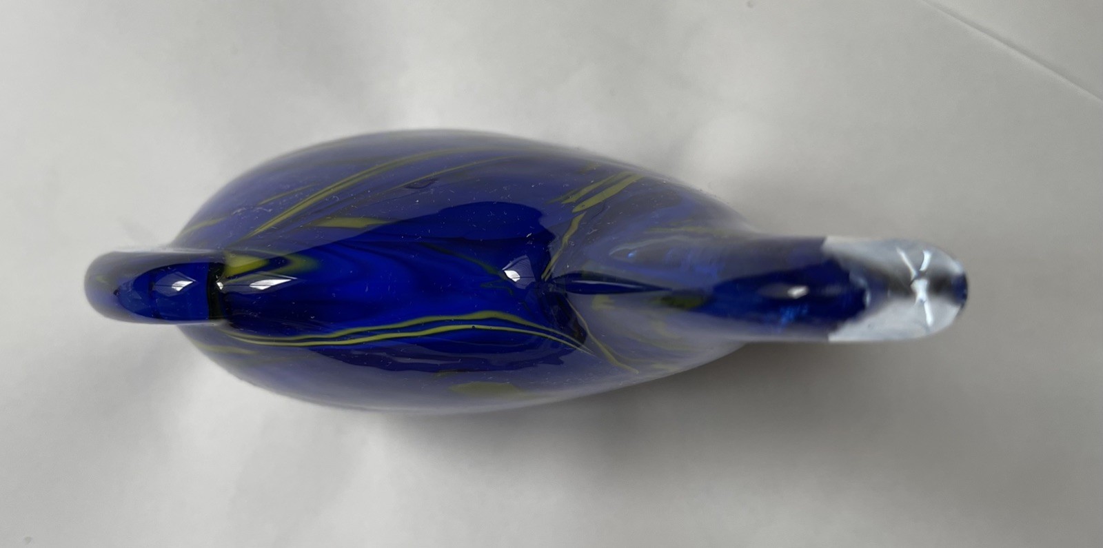 Kosta Boda Swedish Horse Art Glass Figure w/ Cobalt Blue & Yellow Swirls Sweden