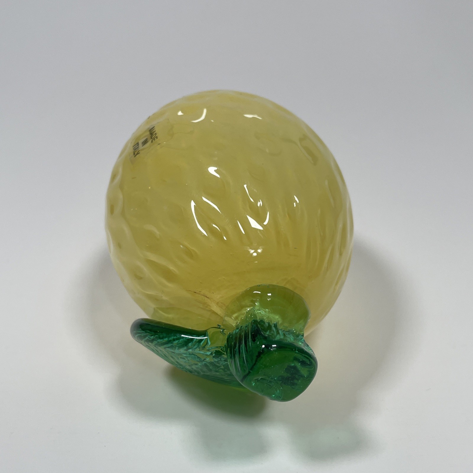 Vintage Murano Style Lemon Glass Fruit 4.5” Textured Dimples 7 oz Made in Italy