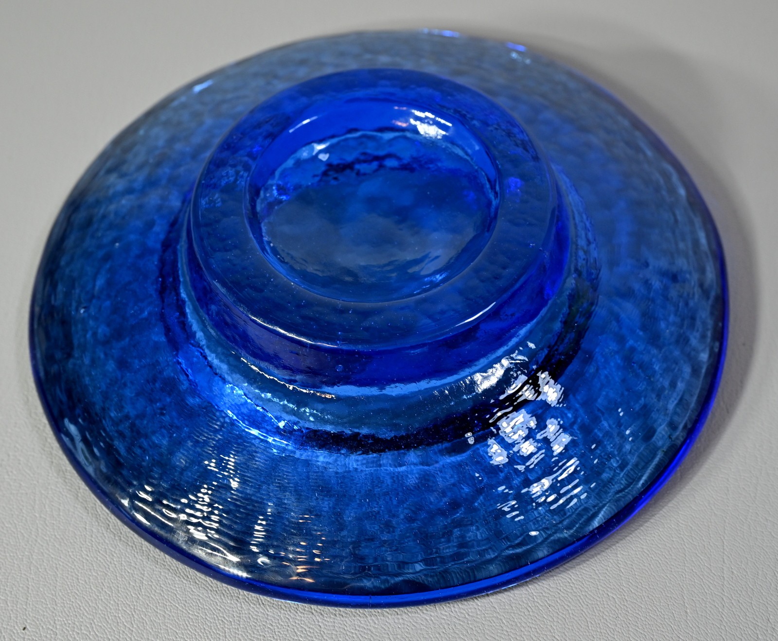 Fire & Light Art Glass Cobalt Blue Wine Bottle Coaster Candle Holder 6 3/4″