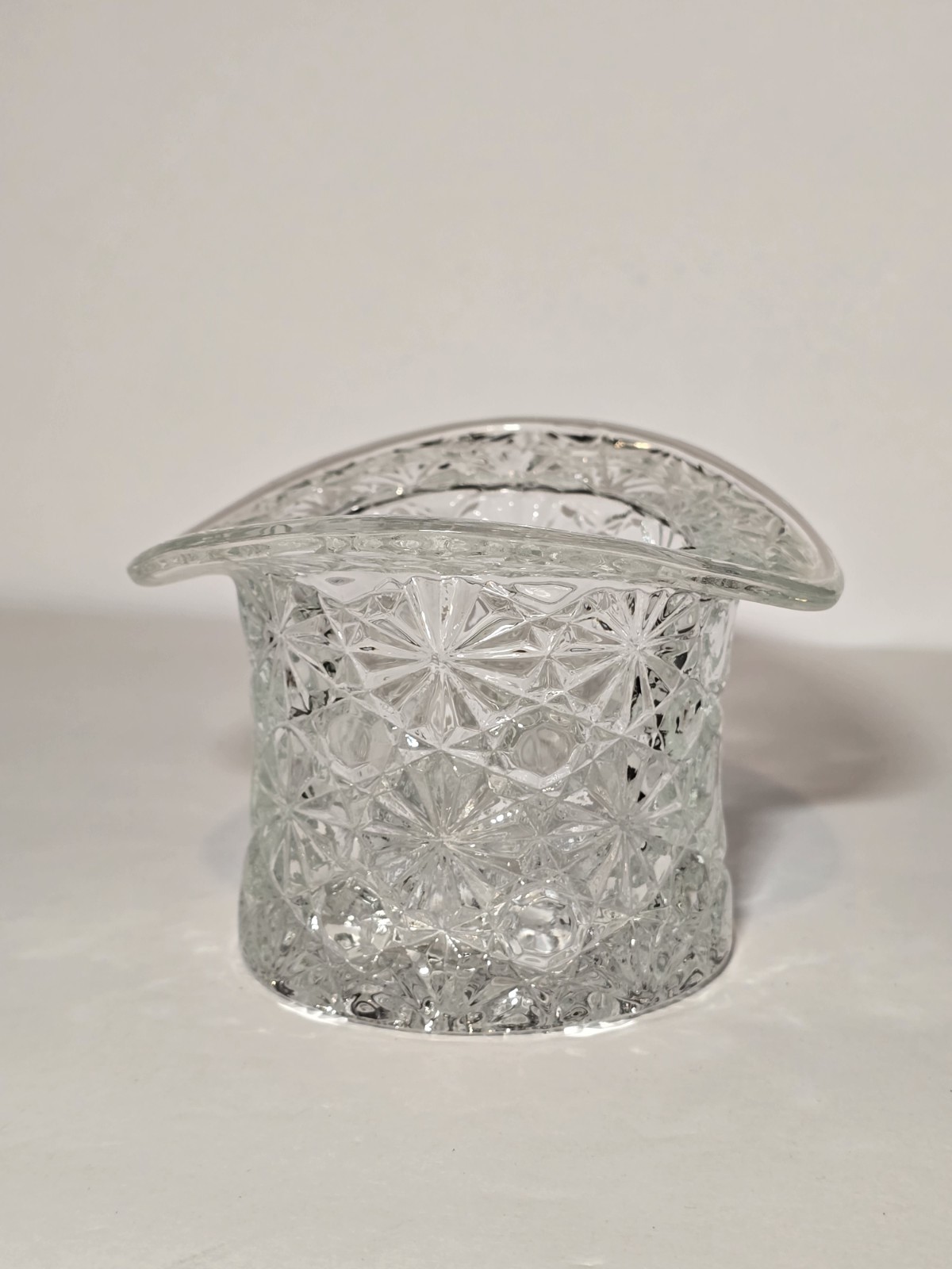Vintage Fenton Daisy Button Hat Pressed Glass 3.25″ Vase Clear