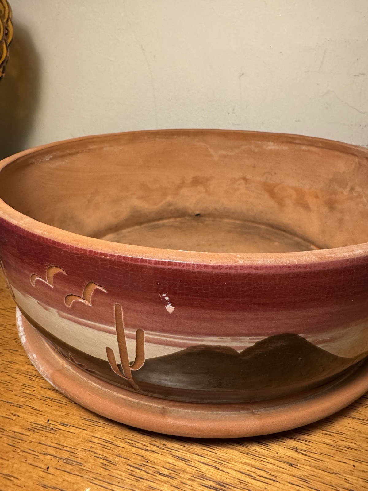 Vintage Superstition Stoneware Cactus Succulent Planter Southwestern Motif