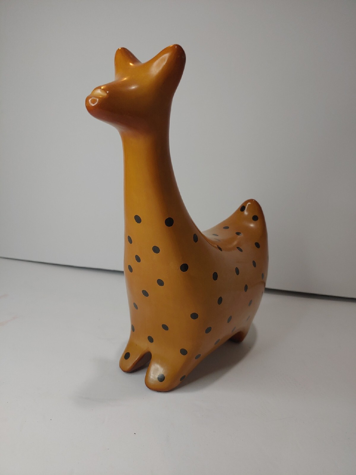 Peruvian Pottery Llama by Genaro Paz C Ceramic 10″ Signed Made in Peru FOLK