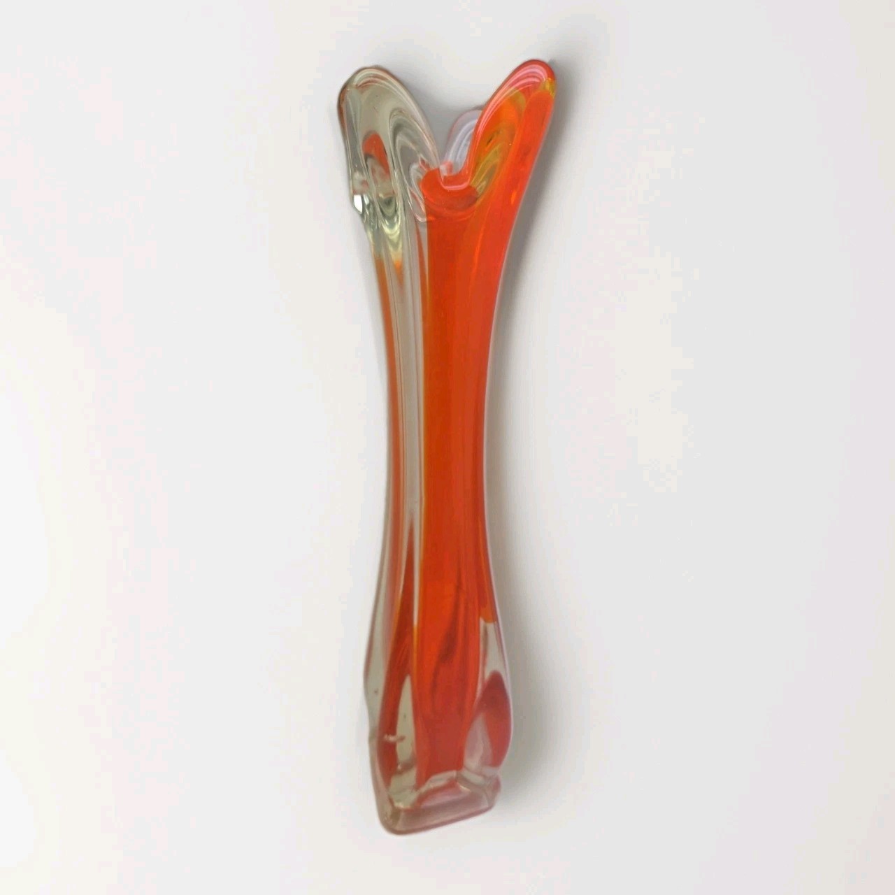 Kreiss Art Glass Vase Pulled Finger Rim Hand Blown Mid Century