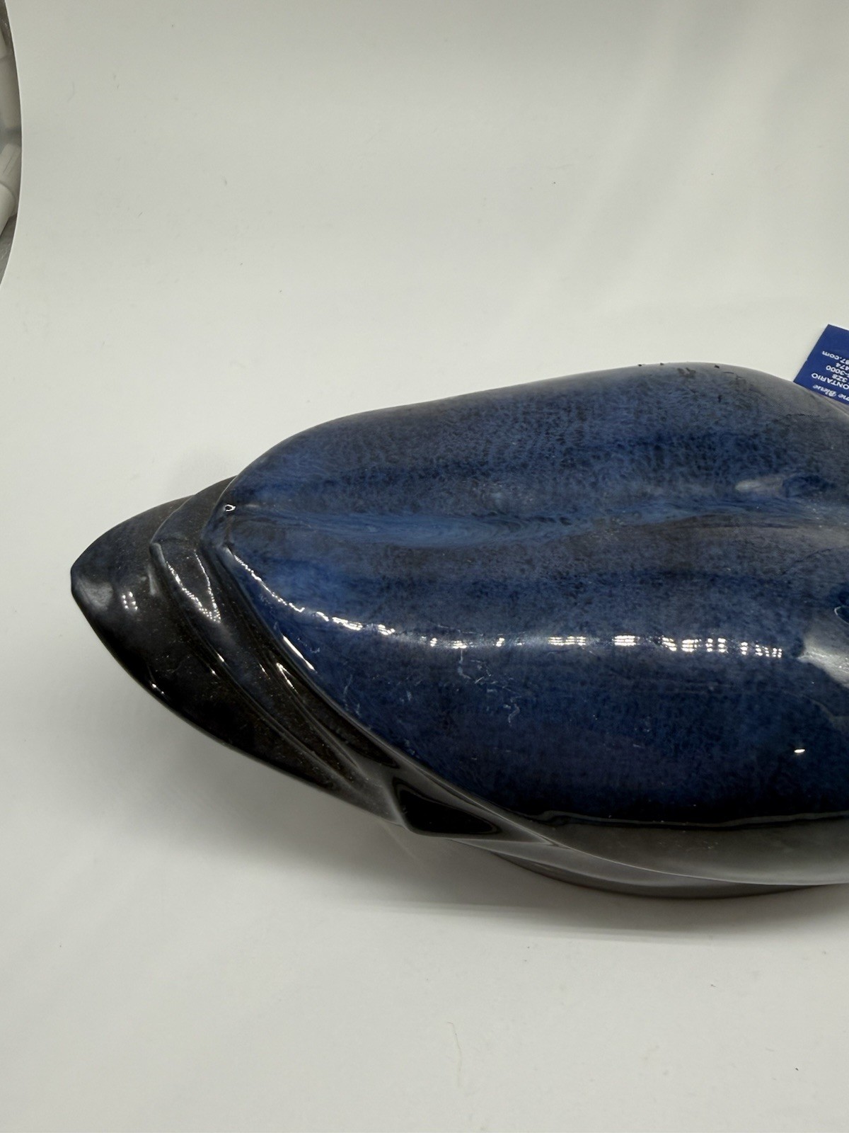 Vintage Blue Mountain Pottery Cobalt Blue Glazed Duck & Duckling Figurine Set