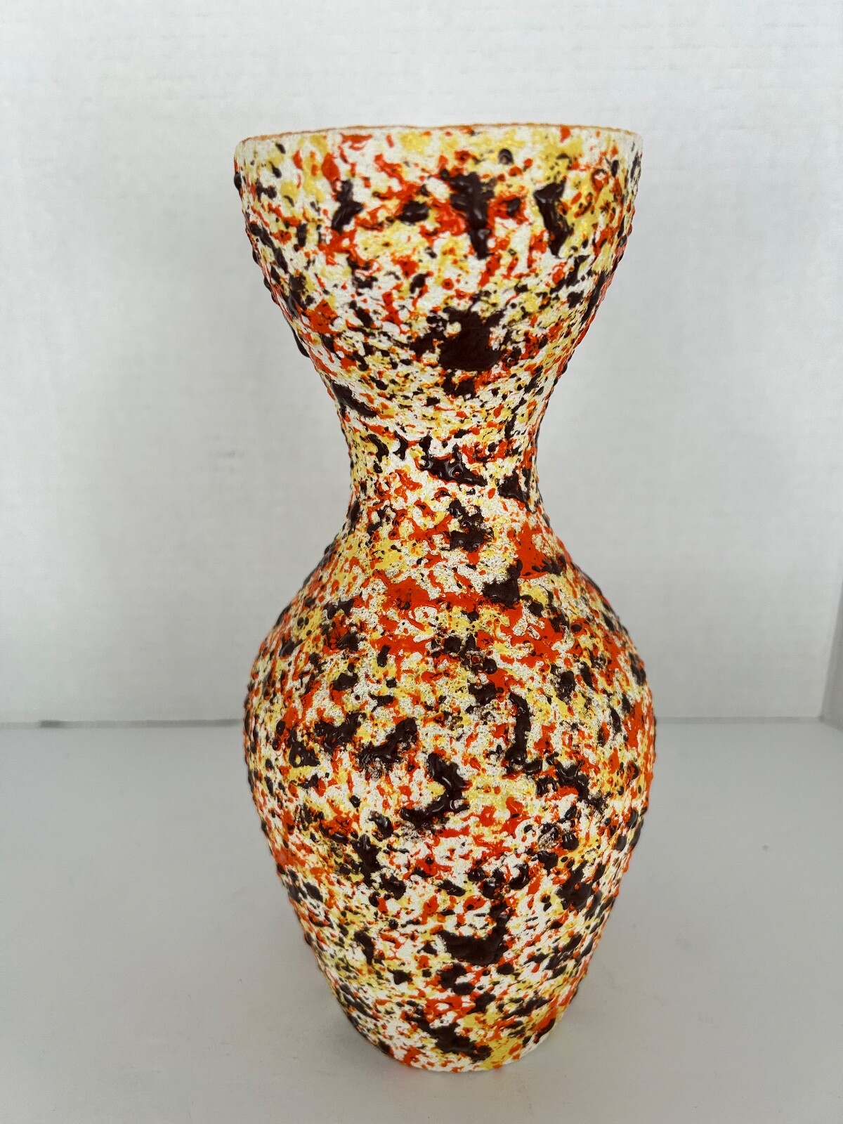 1960s MCM Graffiti Studio Pottery Lava Vase Signed VE 69 Mid Century Modern