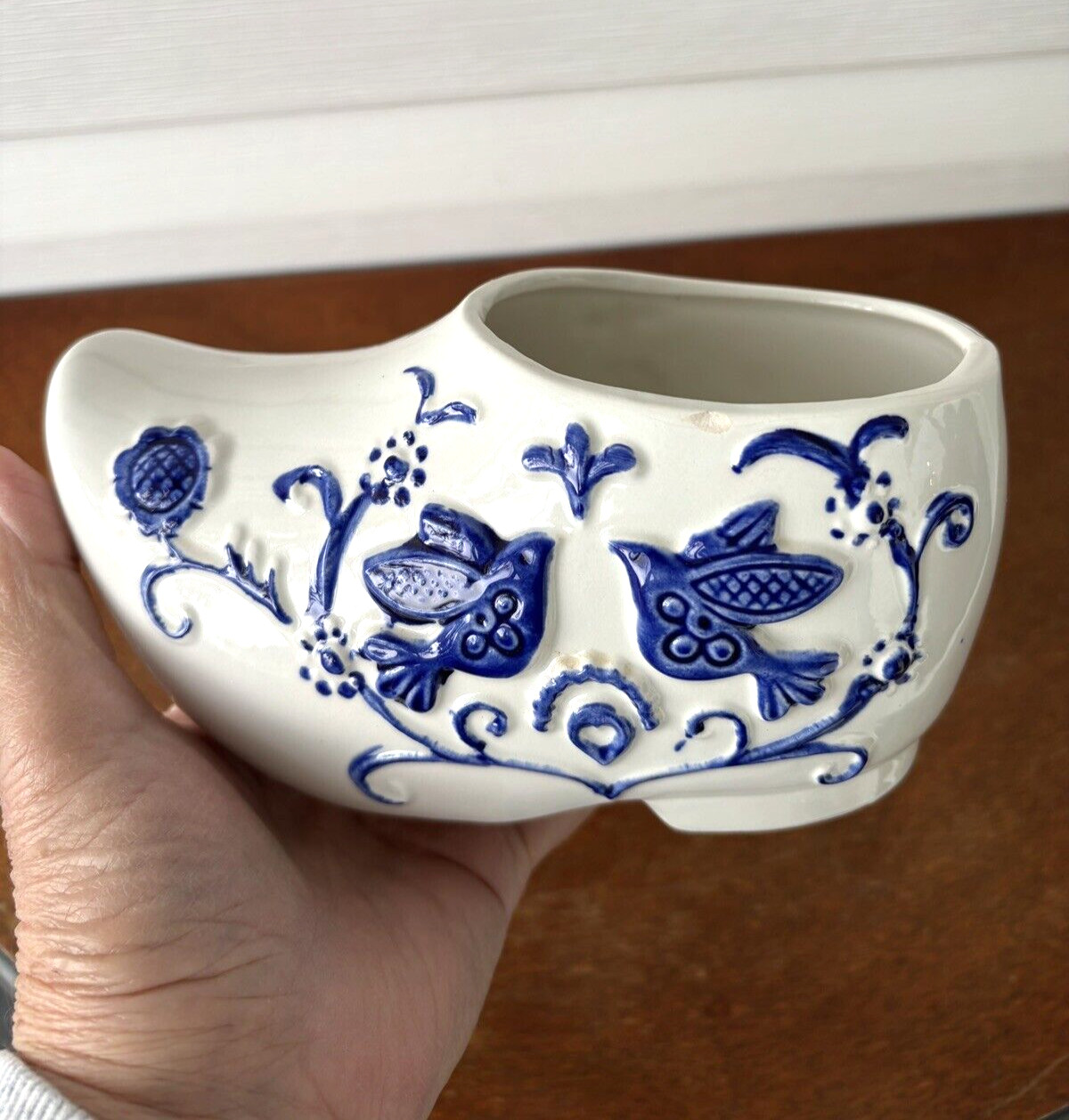 Dutch Shoe Planter Rubens Original, Japan Delft Style Ceramic Shoe Shape Planter
