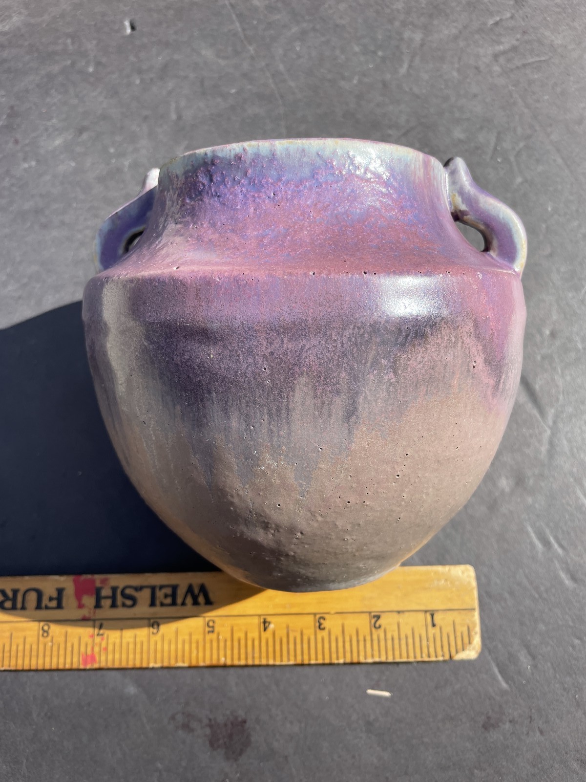 Original Purple Flambe Drip Glaze Fulper Art Pottery Arts & Crafts Vase Sharp