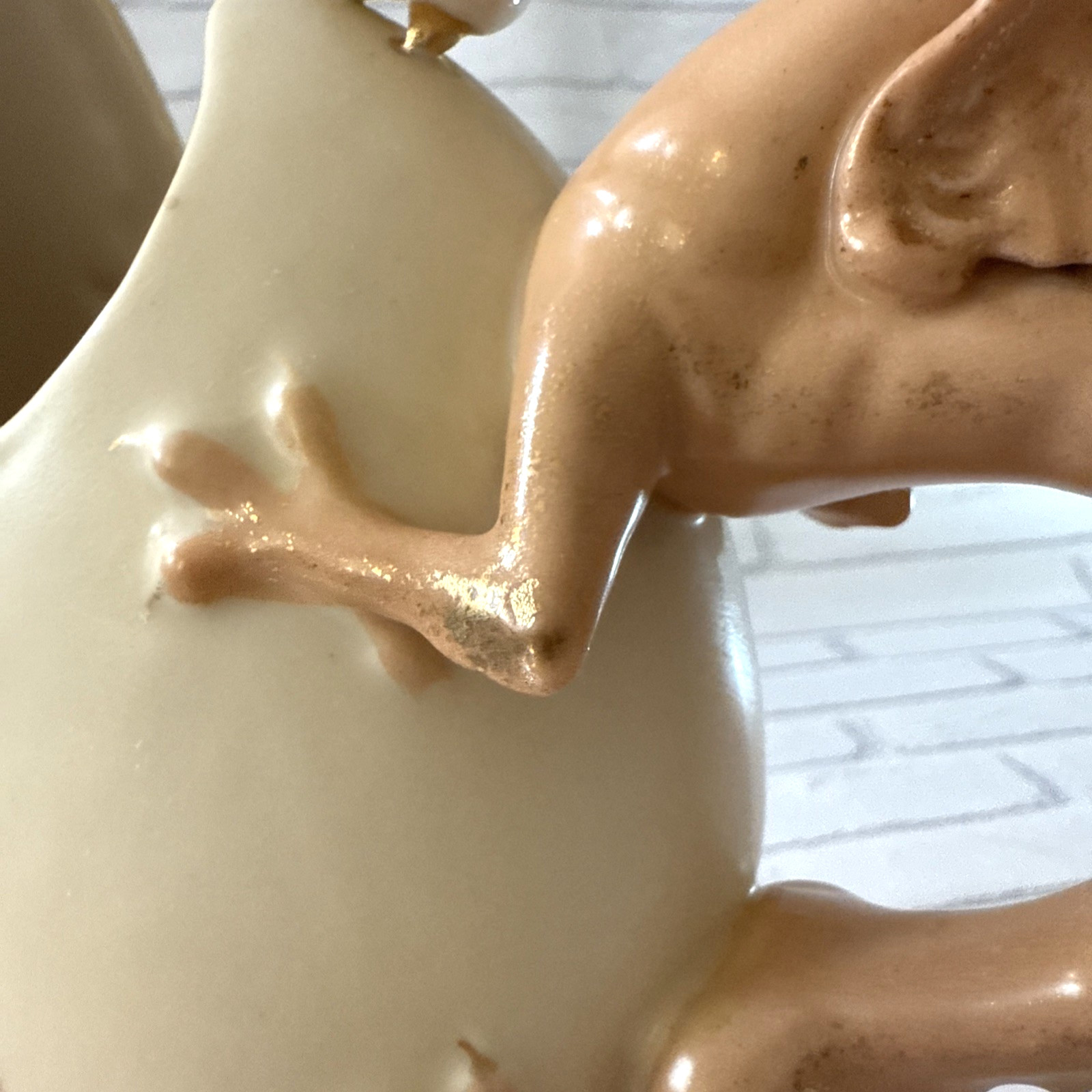 Rare! VTG Ceramic Ewer with Dragon Handle, Floral Design 9.75” Vase 1930-50 s