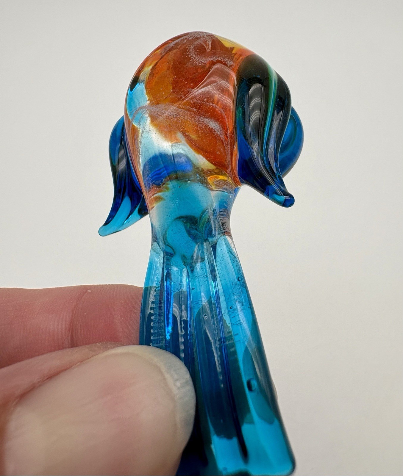Vintage Small Hand Blown Glass Bird Figurine Decor Multicolored Tiny Miniature