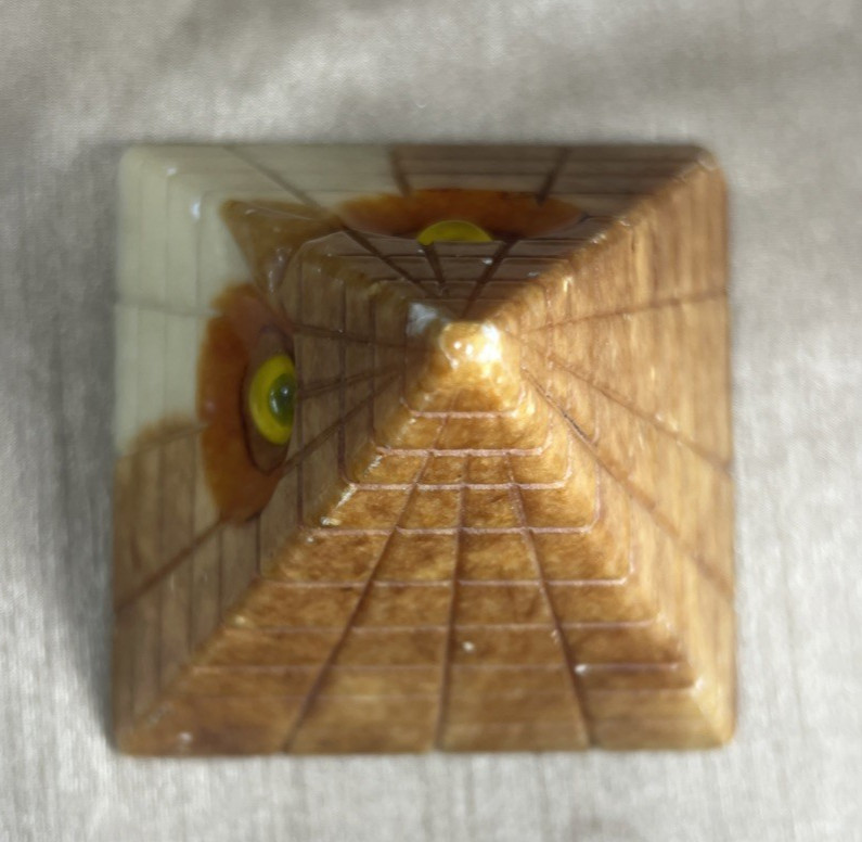 Vintage Noymer Italy Authentic Decorative Alabaster Owl Pyramid Paperweight