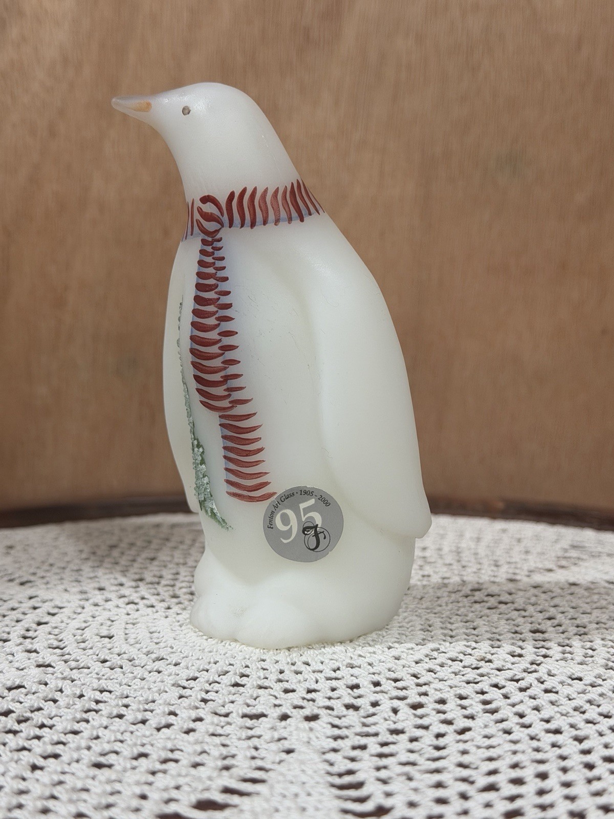 95th Anniversary Vintage Fenton 2000 Christmas Penguin Hand Painted Signed
