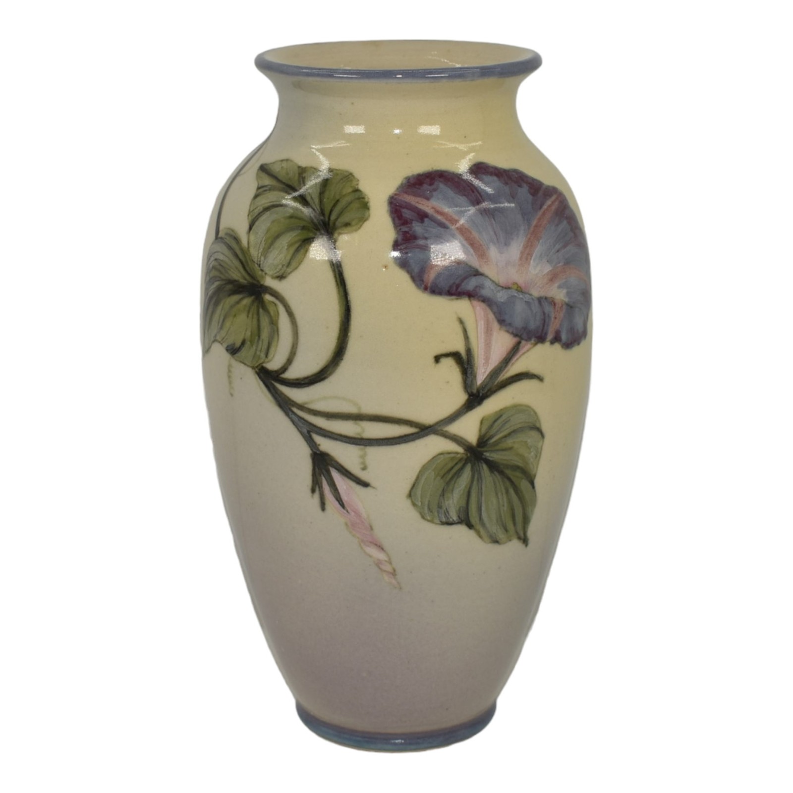 Santa Barbara Ceramic Design 1987 Pottery Hand Painted Morning Glory Vase Ball