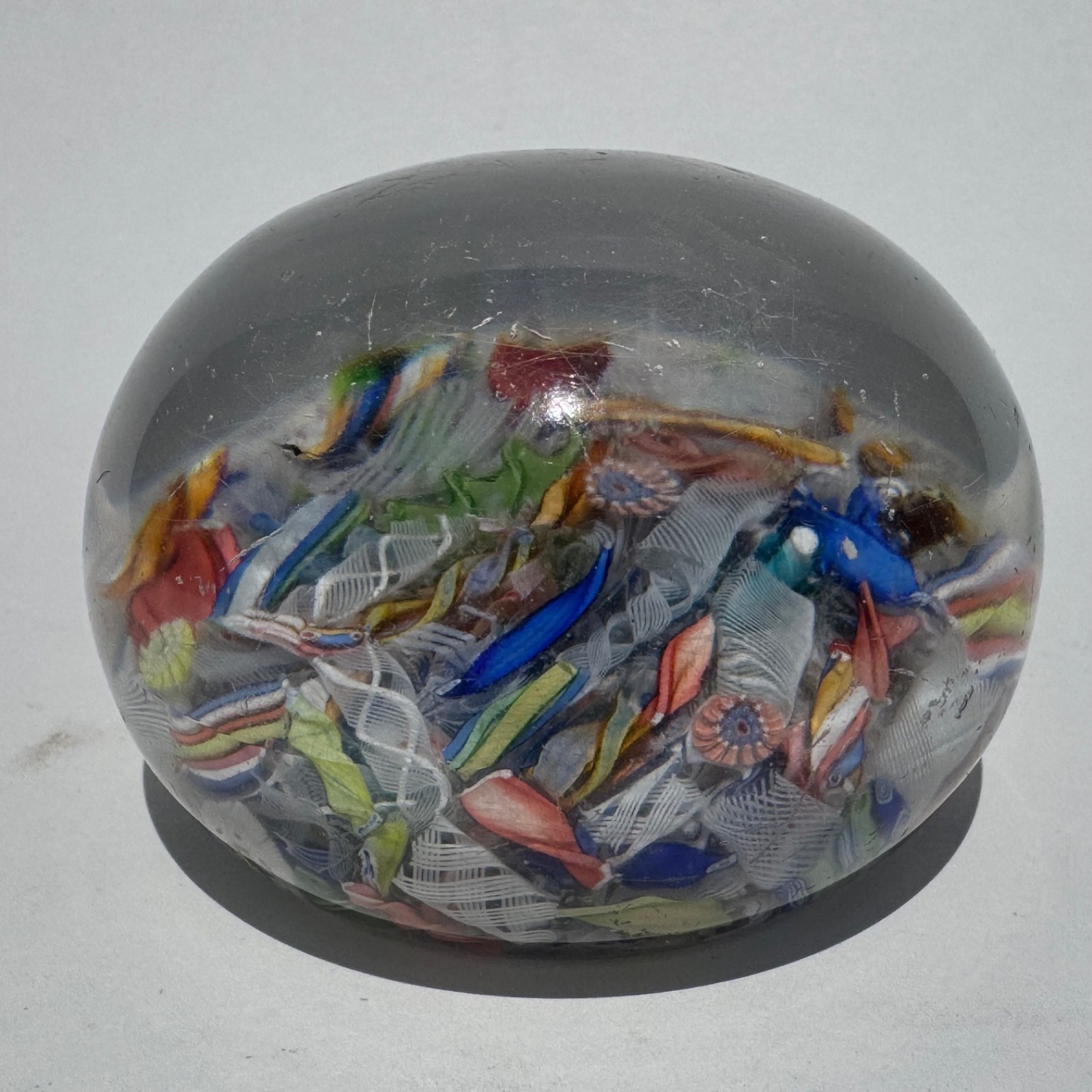 Antique Saint Louis Scramble Paperweight w/ Dancing Devil & Dog Silhouette Canes