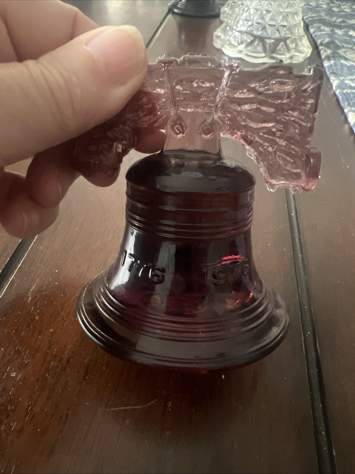 Mosser Bicentennial LIBERTY BELL Amethyst Glass Paperweight VTG