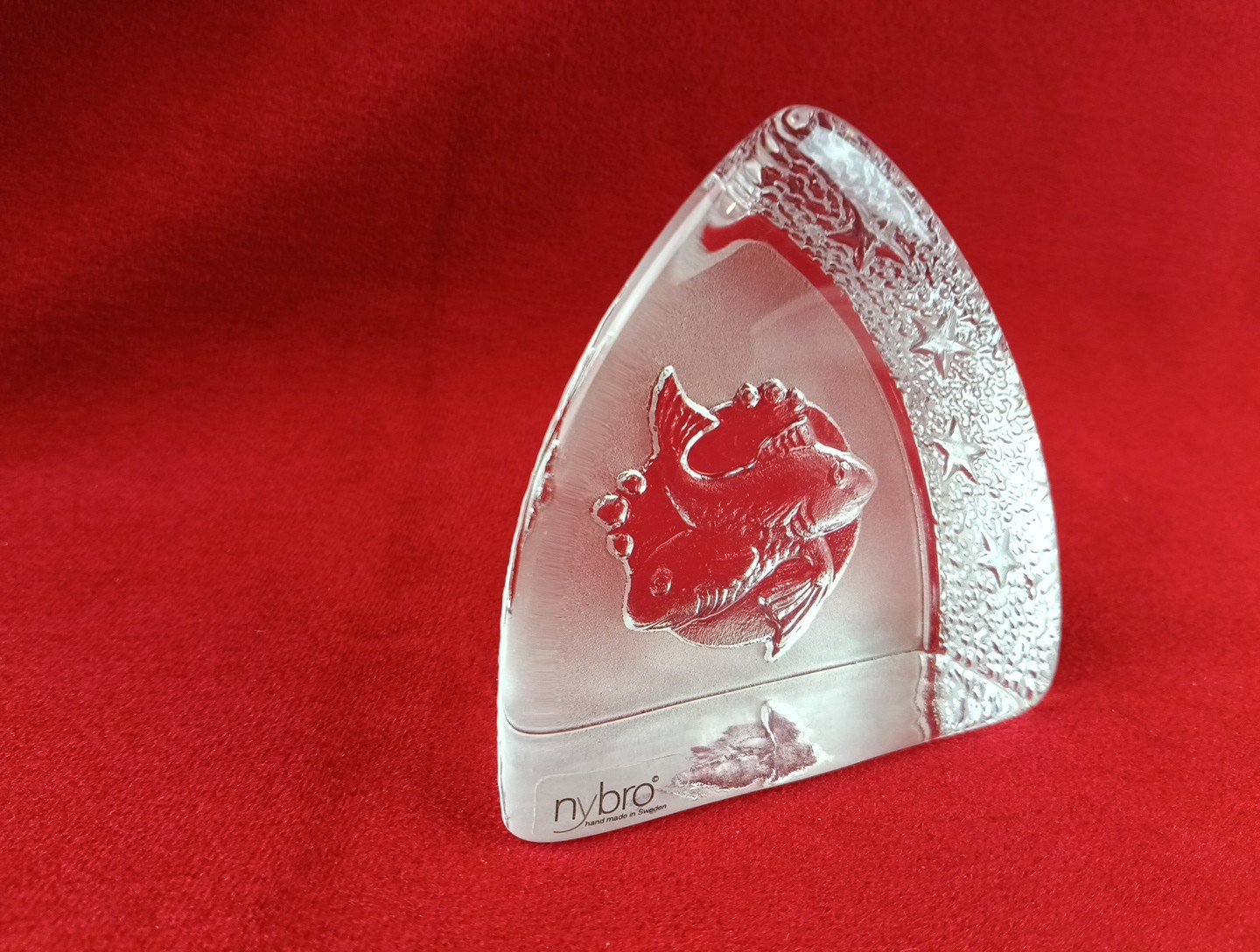 Rare Vintage Nybro Crystal Sweden Fish Sculpture Figurine Paperweight 3.5″